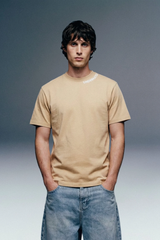 Underrated Curve Beige Regular Fit T-shirt