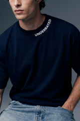 Underrated Curve Navy Blue Regular Fit T-shirt