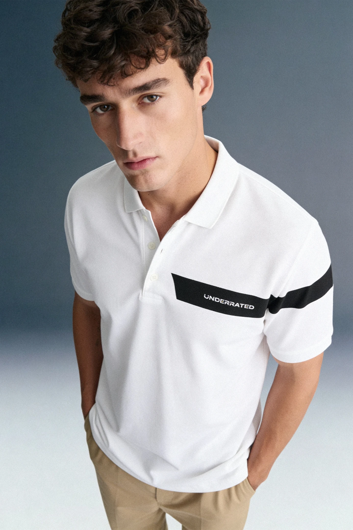 White Logo Print Polo T-Shirt
