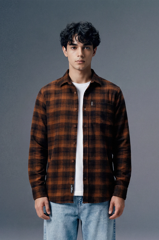 Brown Plaid Check Shirt