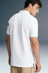 White Logo Print Polo T-Shirt