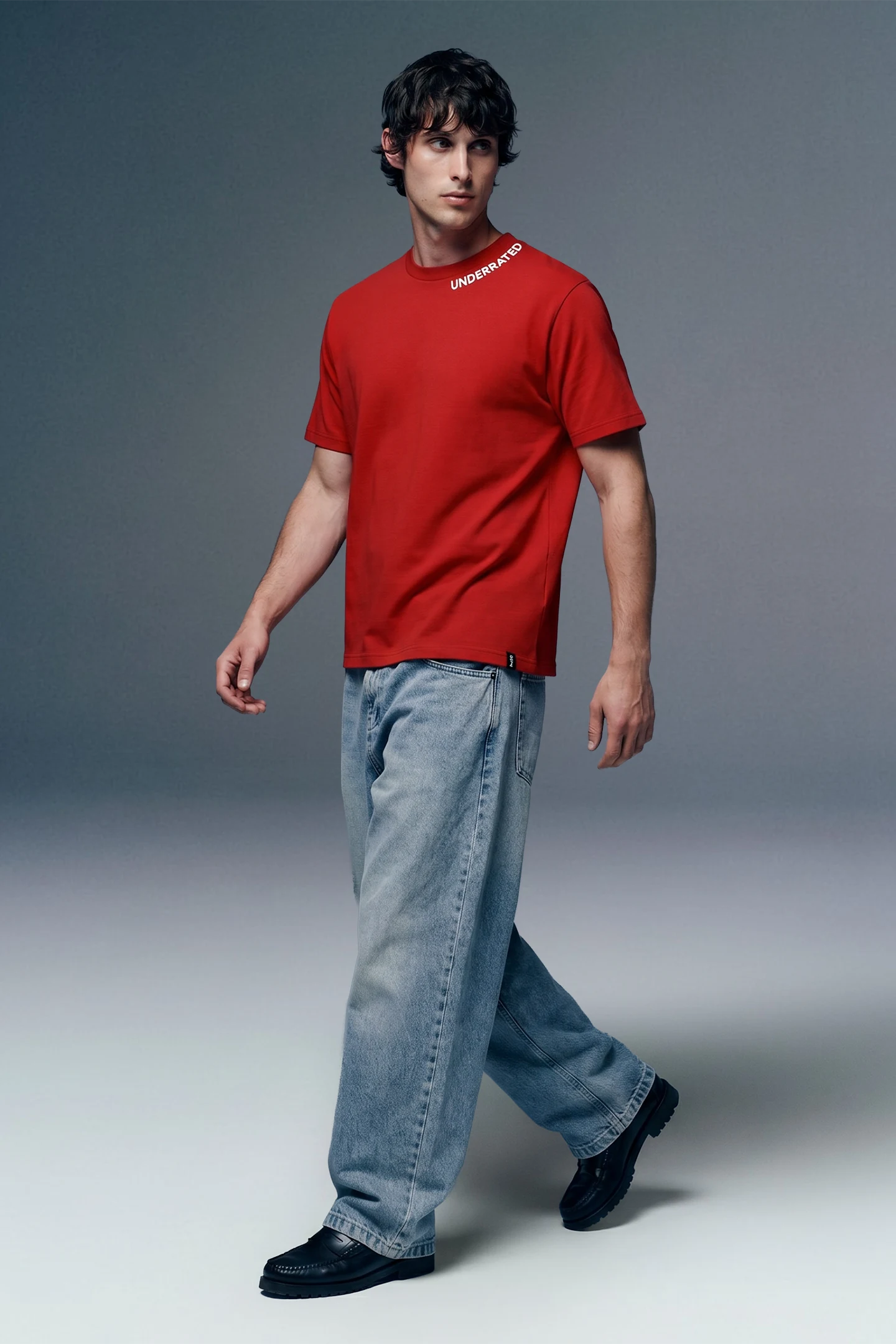 Underrated Curve Red Regular Fit T-shirt