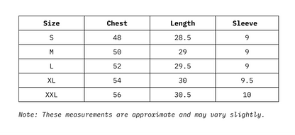 Size Chart of Men Baggy it T-Shirt in inches