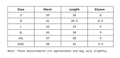Size Chart of Women Boyfriend T-Shirt in inches