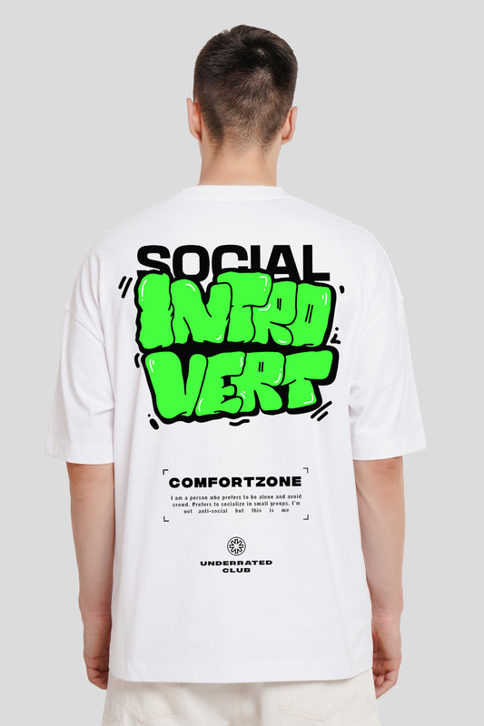 Social Introvert White Printed T-Shirt Men Baggy Fit