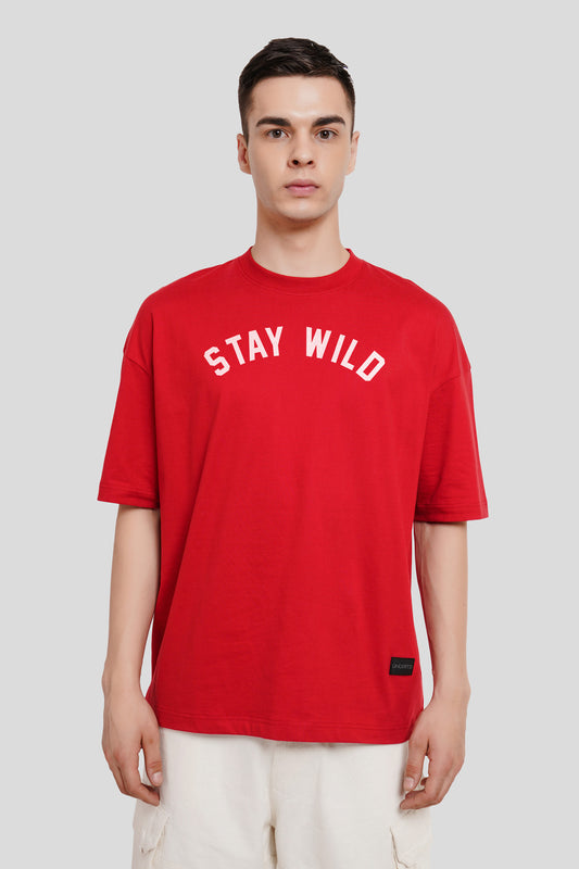 Stay Wild Tiger Red Printed T-Shirt