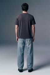 Underrated Curve Acid Washed Navy Regular Fit T-shirt