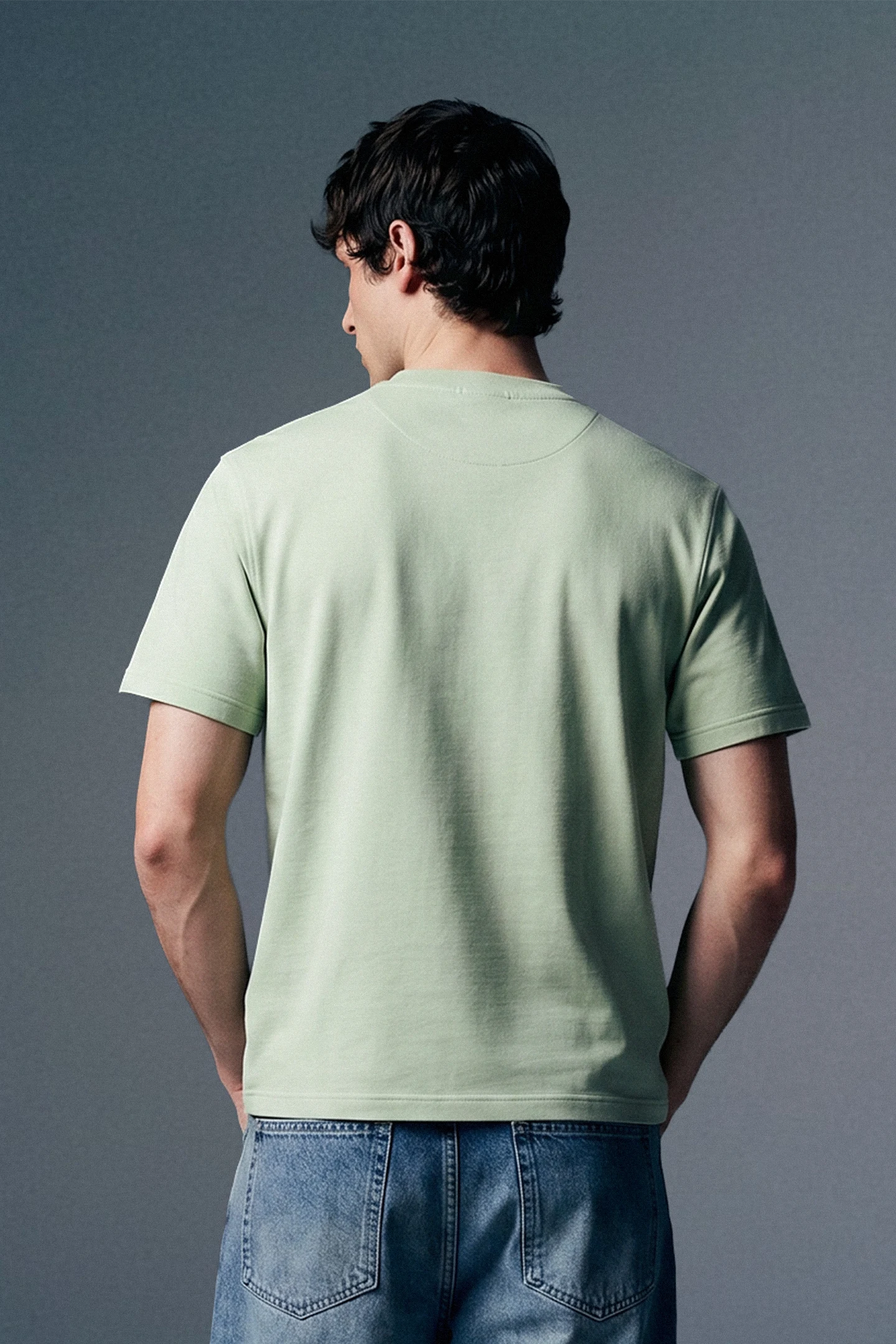 Underrated Curve Sage Green Regular Fit T-shirt