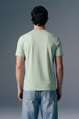 Solid Pastel Green Half Sleeves T-Shirt For Men Regular Fit
