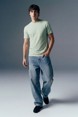 Solid Pastel Green Half Sleeves T-Shirt For Men Regular Fit