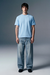 Underrated Curve Sky Blue Regular Fit T-shirt