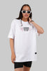 To The Moon Rocket White Oversized Fit T-Shirt Women