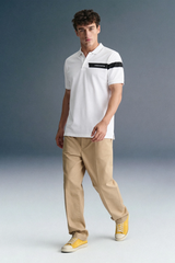 White Logo Print Polo T-Shirt