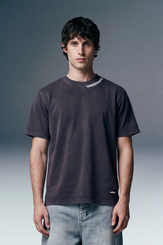 Underrated Curve Acid Washed Navy Regular Fit T-shirt