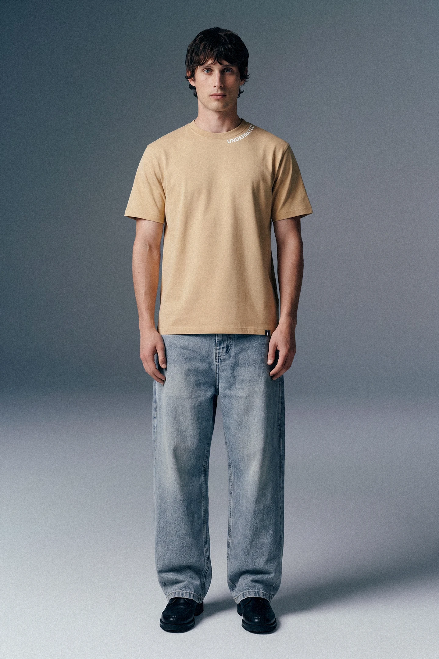 Underrated Curve Beige Regular Fit T-shirt