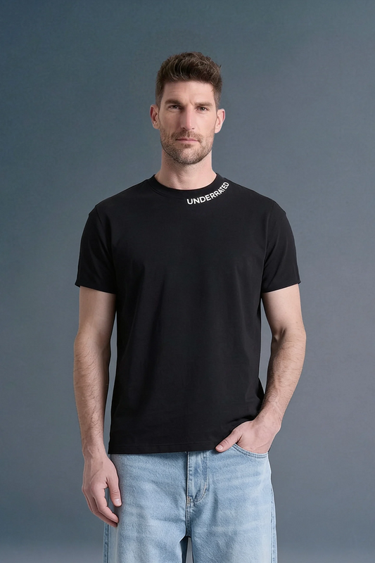 Front Pose of Men Wearing Black Oversized T-Shirt and Denim Jeans