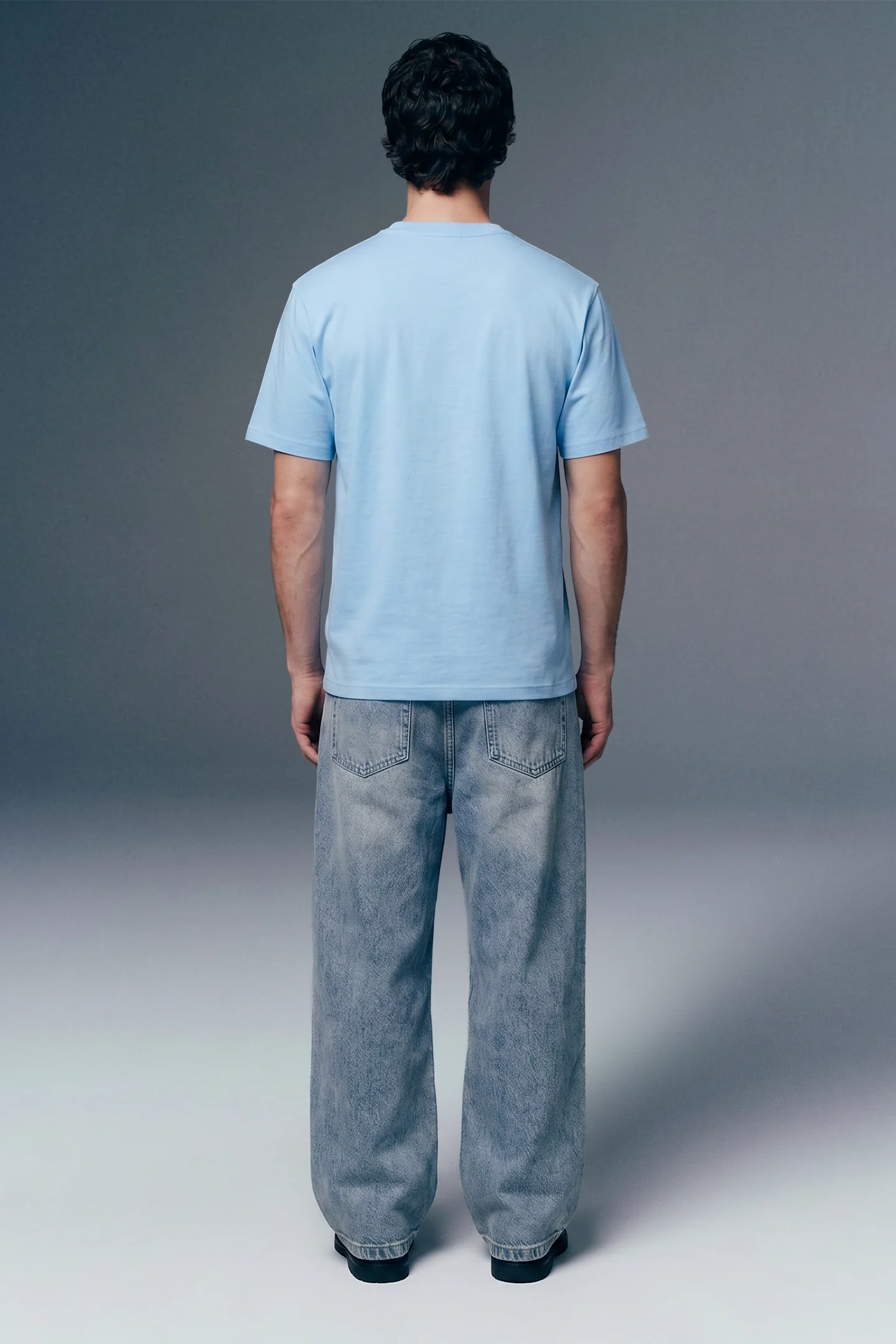 Underrated Curve Sky Blue Regular Fit T-shirt