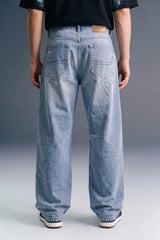 Light Blue Mid Rise Men's Relaxed Fit Distressed Jeans