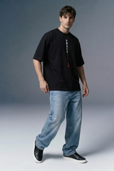 Line Logo Black Oversized T-shirt