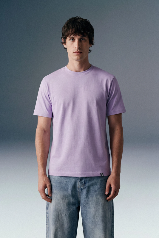 Solid Lilac Half Sleeves T-Shirt For Men Regular Fit