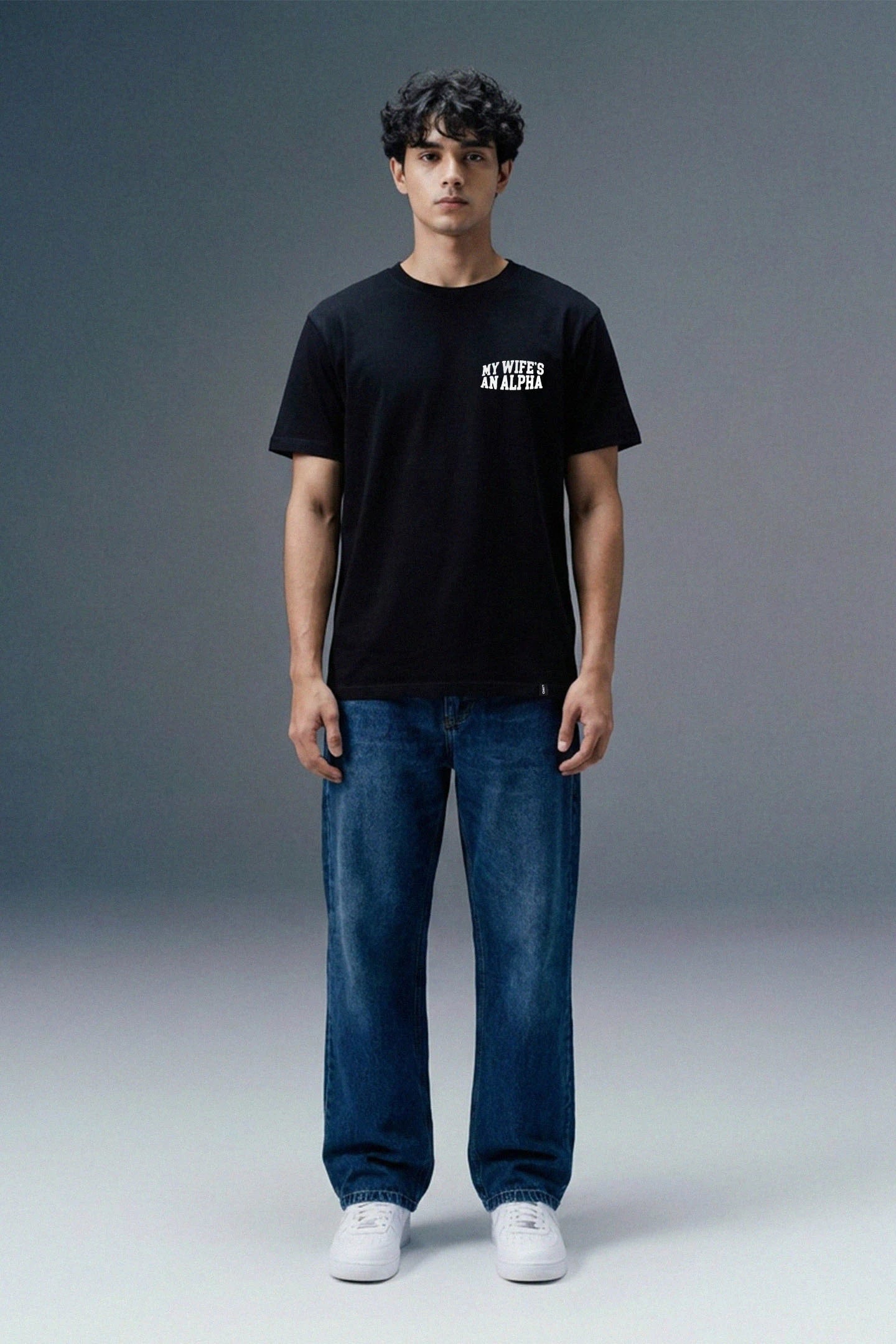 Underrated Alpha Black Regular Fit T-shirt