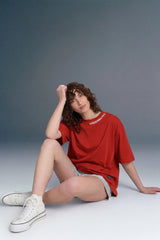 Underrated Curve Red Oversized T-shirt