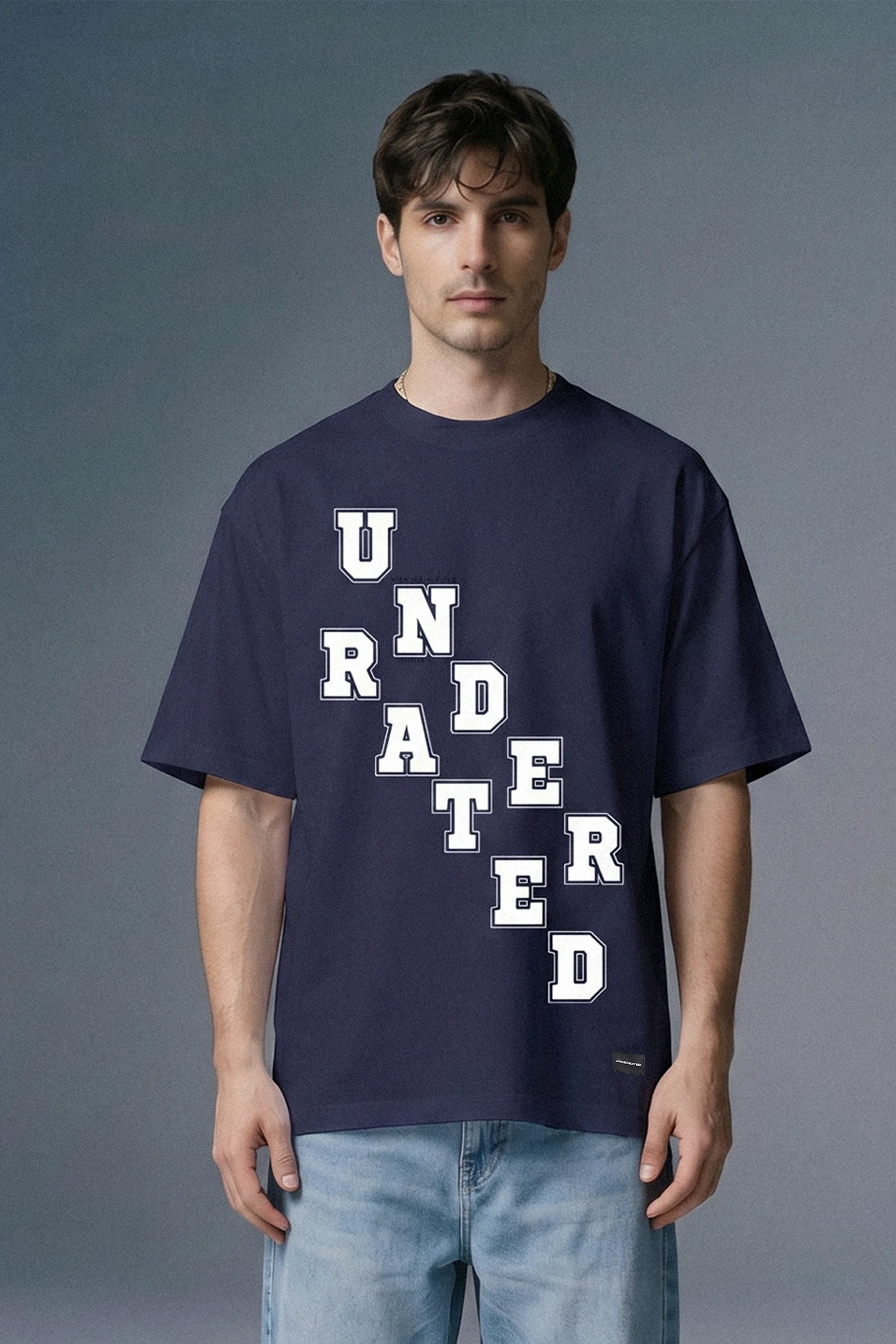 Block Letter Navy Oversized T-shirt