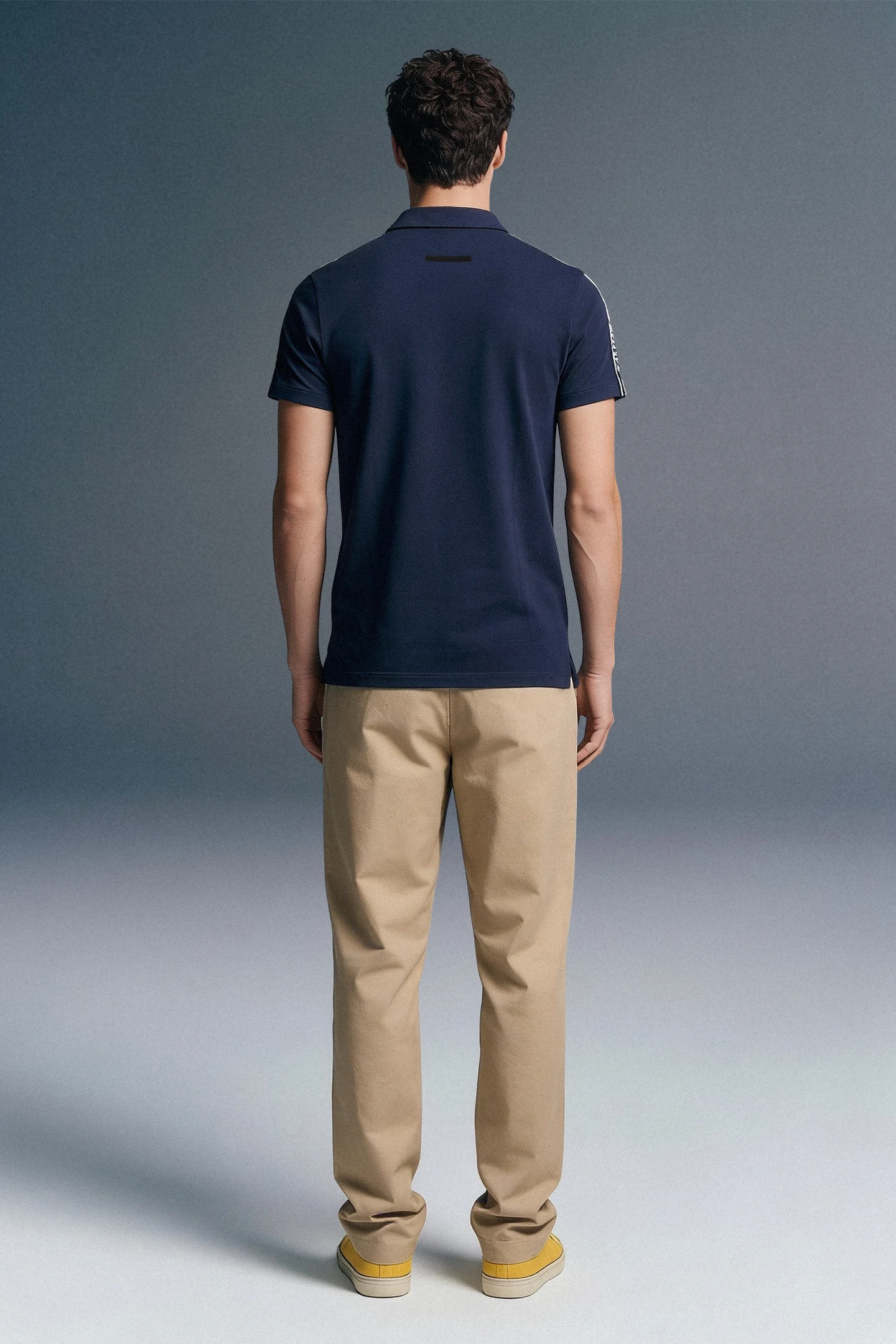 Navy Blue Shoulder Tape Polo T-Shirt