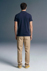 Navy Blue Shoulder Tape Polo T-Shirt