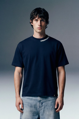 Underrated Curve Navy Blue Regular Fit T-shirt