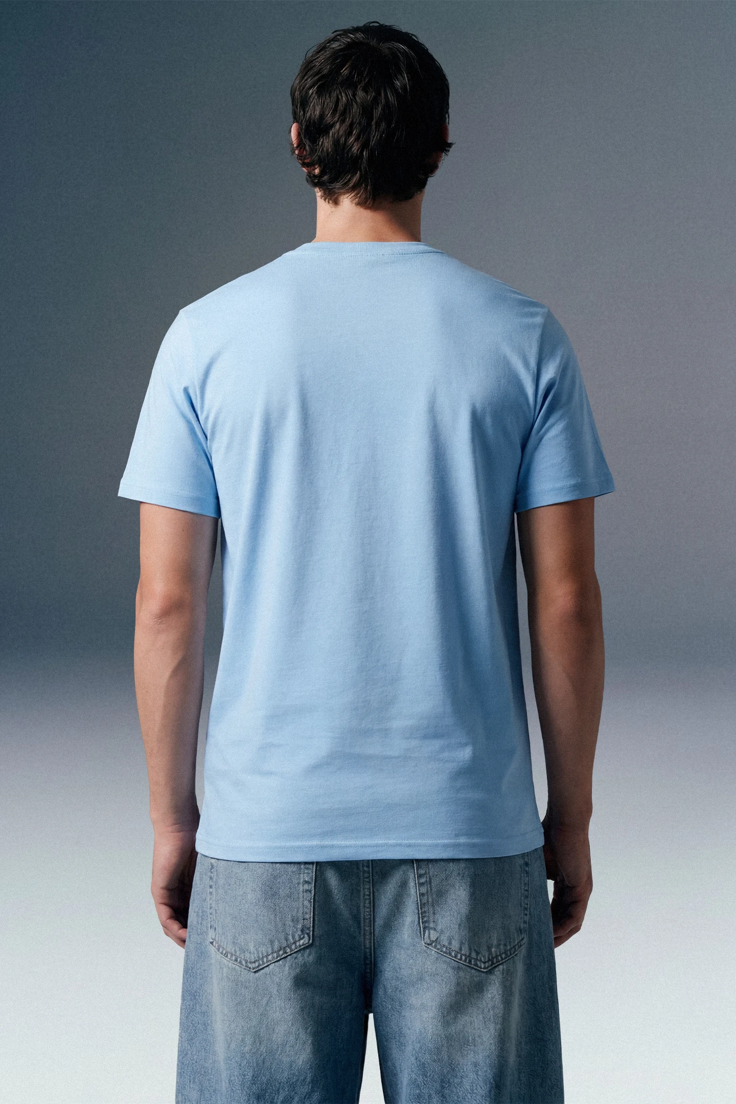 Solid Powder Blue Half Sleeves T-Shirt For Men Regular Fit